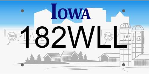 182WLL Iowa License Plate