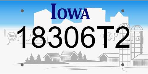 18306T2 Iowa License Plate