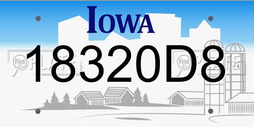 18320D8 Iowa License Plate