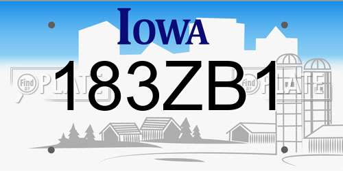 183ZB1 Iowa License Plate