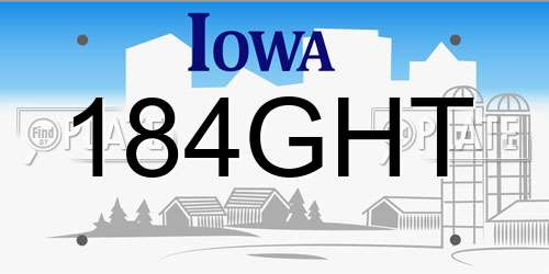 184GHT Iowa License Plate