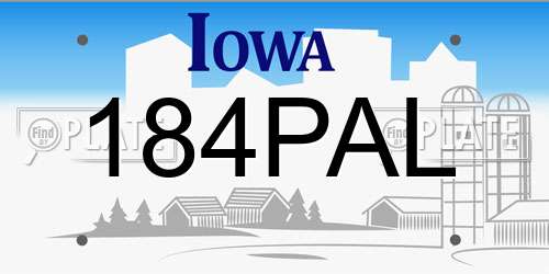 184PAL Iowa License Plate