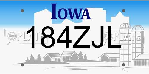 184ZJL Iowa License Plate