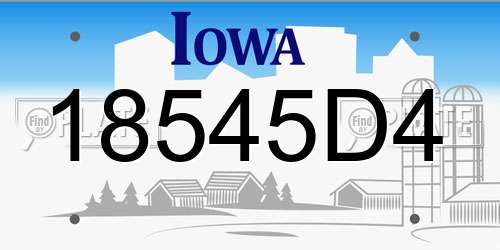 18545D4 Iowa License Plate