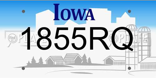 1855RQ Iowa License Plate