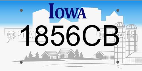 1856CB Iowa License Plate