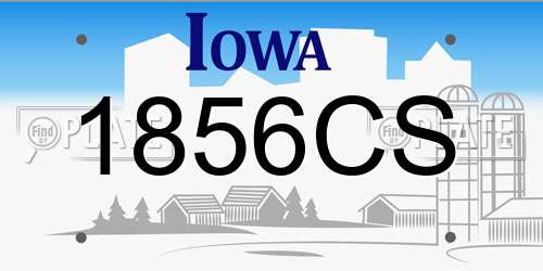 1856CS Iowa License Plate