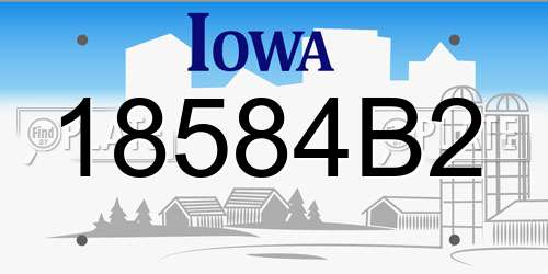 18584B2 Iowa License Plate