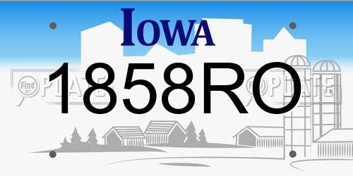 1858RO Iowa License Plate
