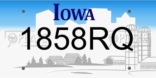1858RQ Iowa License Plate