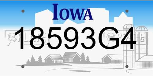 18593G4 Iowa License Plate