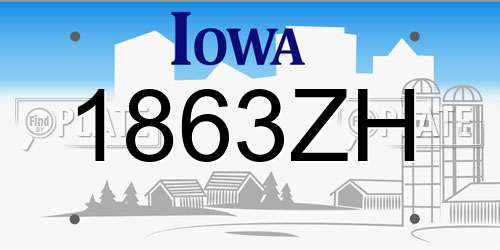 1863ZH Iowa License Plate