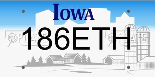 186ETH Iowa License Plate