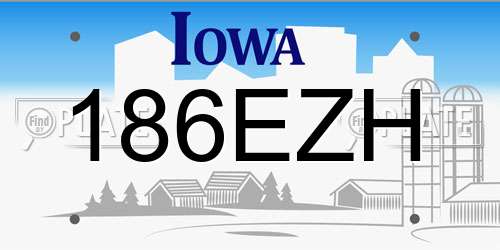 186EZH Iowa License Plate