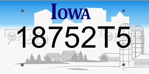 18752T5 Iowa License Plate