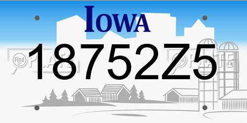 18752Z5 Iowa License Plate