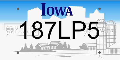 187LP5 Iowa License Plate