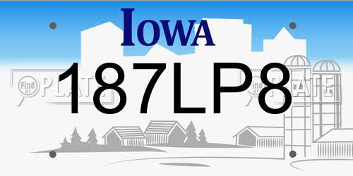 187LP8 Iowa License Plate