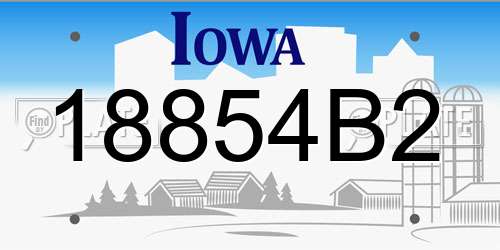 18854B2 Iowa License Plate