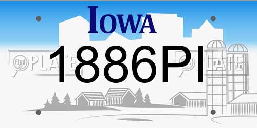 1886PI Iowa License Plate