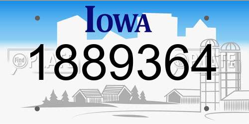 1889364 Iowa License Plate