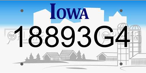 18893G4 Iowa License Plate