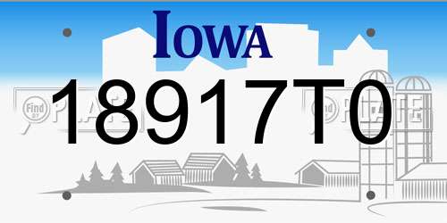 18917T0 Iowa License Plate