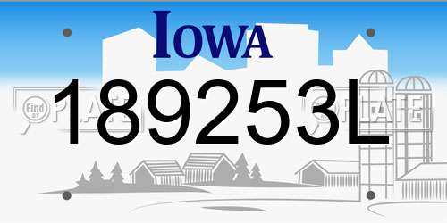 189253L Iowa License Plate