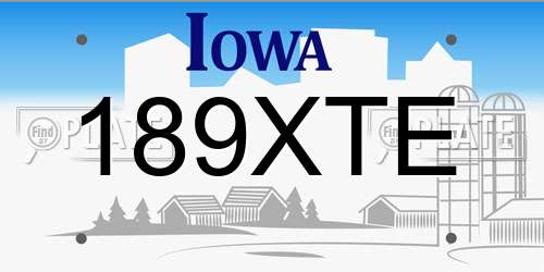 189XTE Iowa License Plate