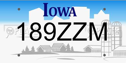 189ZZM Iowa License Plate