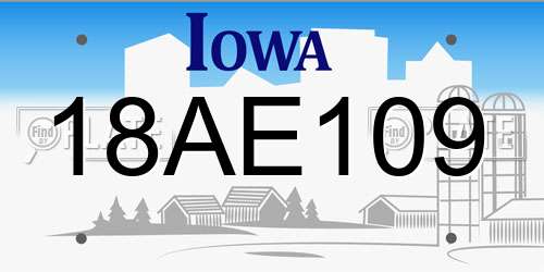 18AE109 Iowa License Plate