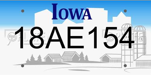 18AE154 Iowa License Plate