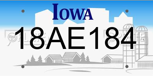 18AE184 Iowa License Plate