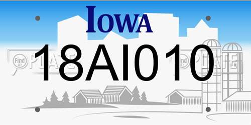 18AI010 Iowa License Plate