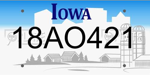 18AO421 Iowa License Plate