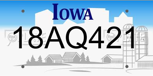 18AQ421 Iowa License Plate