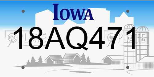 18AQ471 Iowa License Plate