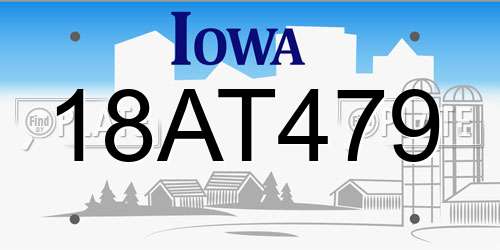 18AT479 Iowa License Plate