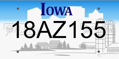 18AZ155 Iowa License Plate