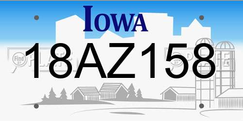 18AZ158 Iowa License Plate