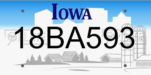18BA593 Iowa License Plate