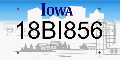 18BI856 Iowa License Plate