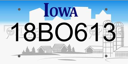 18BO613 Iowa License Plate