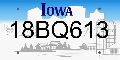 18BQ613 Iowa License Plate