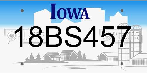 18BS457 Iowa License Plate