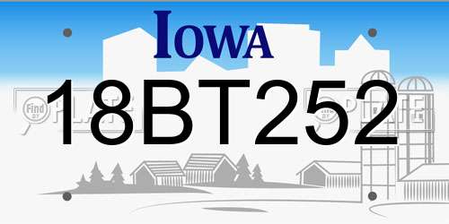 18BT252 Iowa License Plate