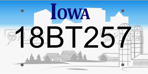 18BT257 Iowa License Plate