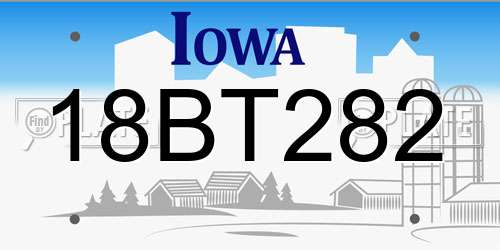 18BT282 Iowa License Plate
