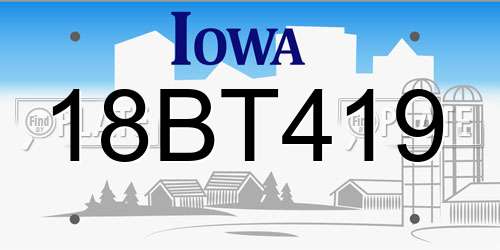 18BT419 Iowa License Plate