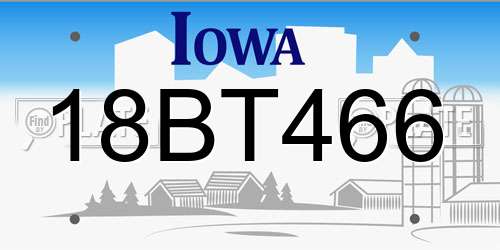 18BT466 Iowa License Plate